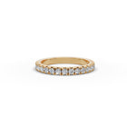 0.595 ct Round Lab Grown Diamond Prong Set Half Eternity Band in yellow gold, front view