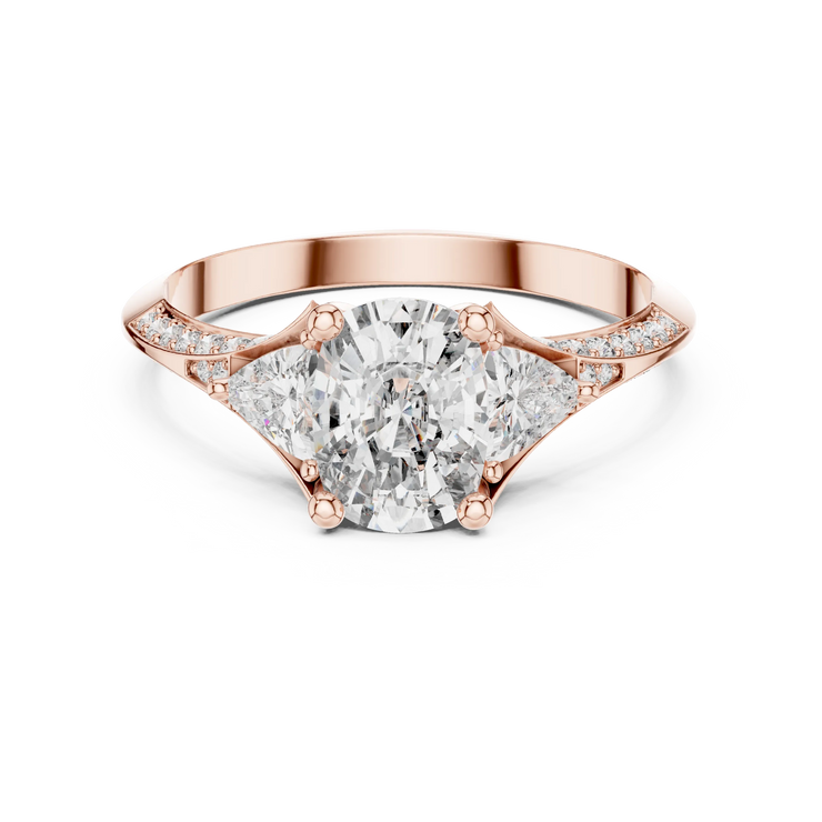 Cushion Lab Grown Diamond Curved Trillion Engagement Ring