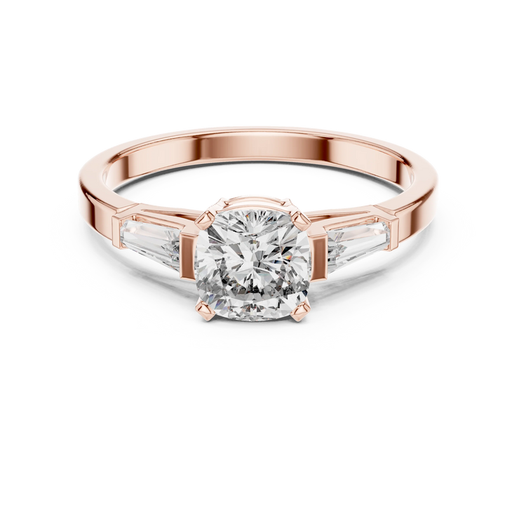 Cushion Lab Grown Diamond Three Stone Engagement Ring