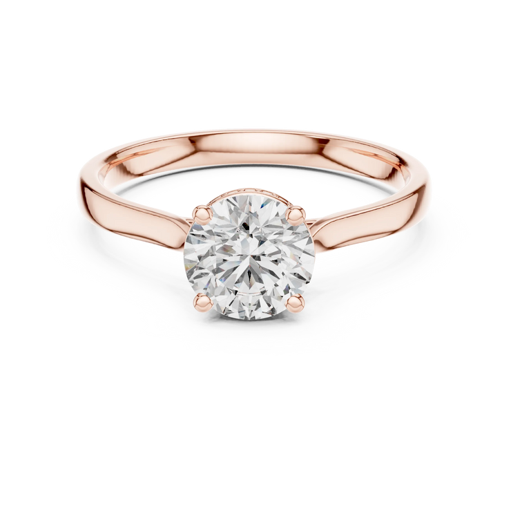 Round Lab Grown Diamond Hidden Halo Engagement Ring
