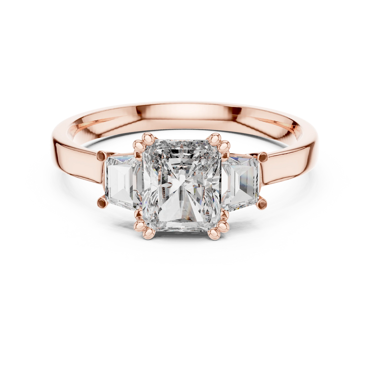Radiant Lab Grown Diamond Three Stone Engagement Ring