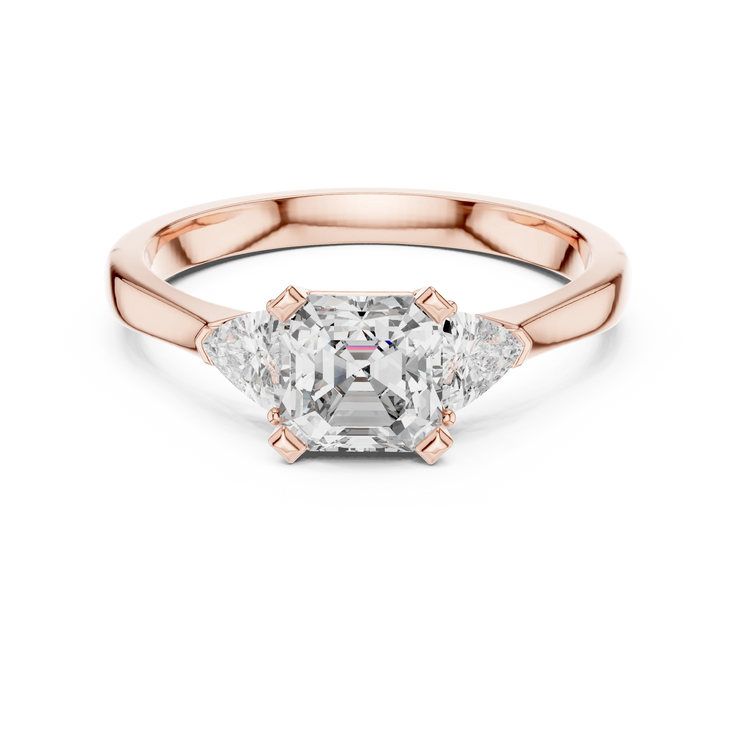 Emerald Lab Grown Diamond Three Stone Engagement Ring