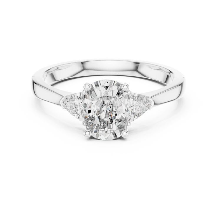 Cushion Lab Grown Diamond Three Stone Engagement Ring