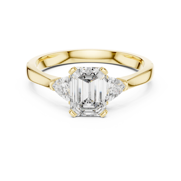 Emerald Lab Grown Diamond Three Stone Engagement Ring