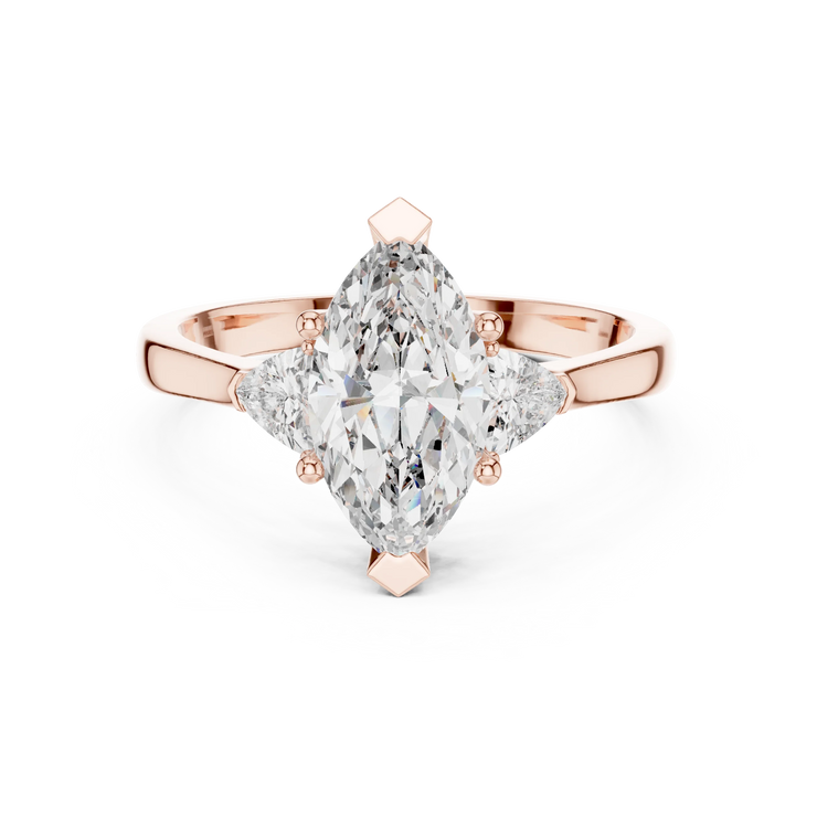 Marquise Lab Grown Diamond Three Stone Engagement Ring