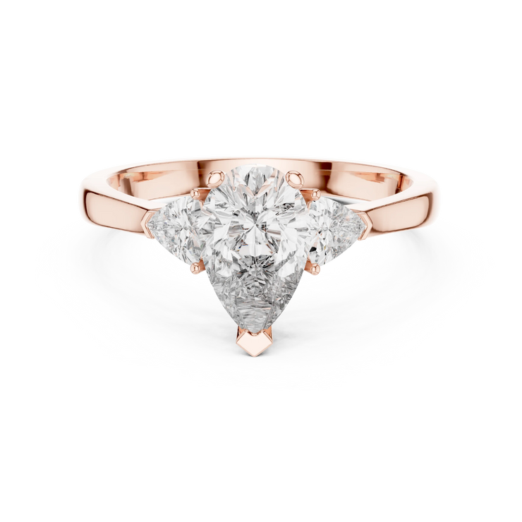Pear Lab Grown Diamond Three Stone Engagement Ring