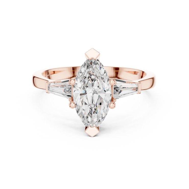 Marquise Lab Grown Diamond Tapered Baguette Engagement Ring