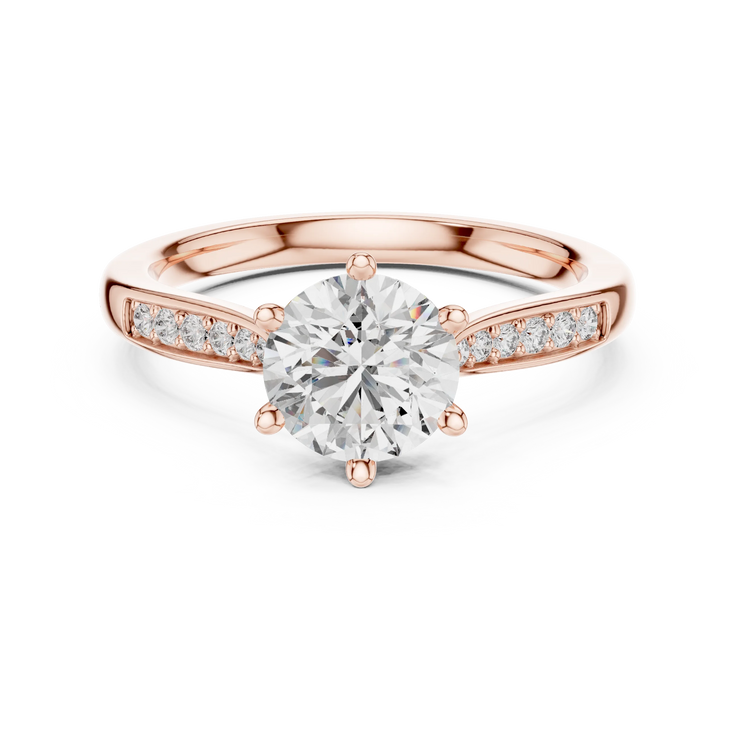 Round Lab Grown Diamond Graduated Pavé Engagement Ring