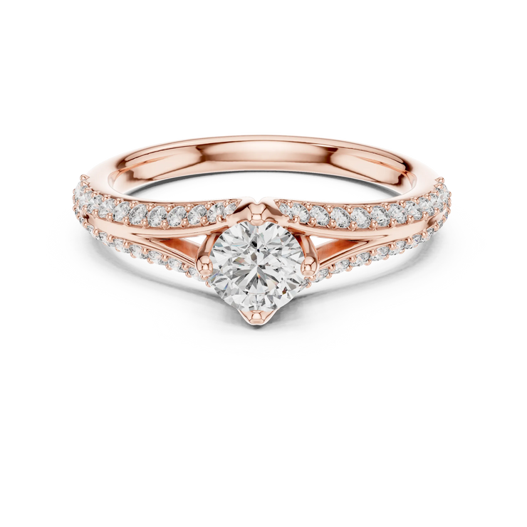 Round Lab Grown Diamond Pavé Crossover Engagement Ring