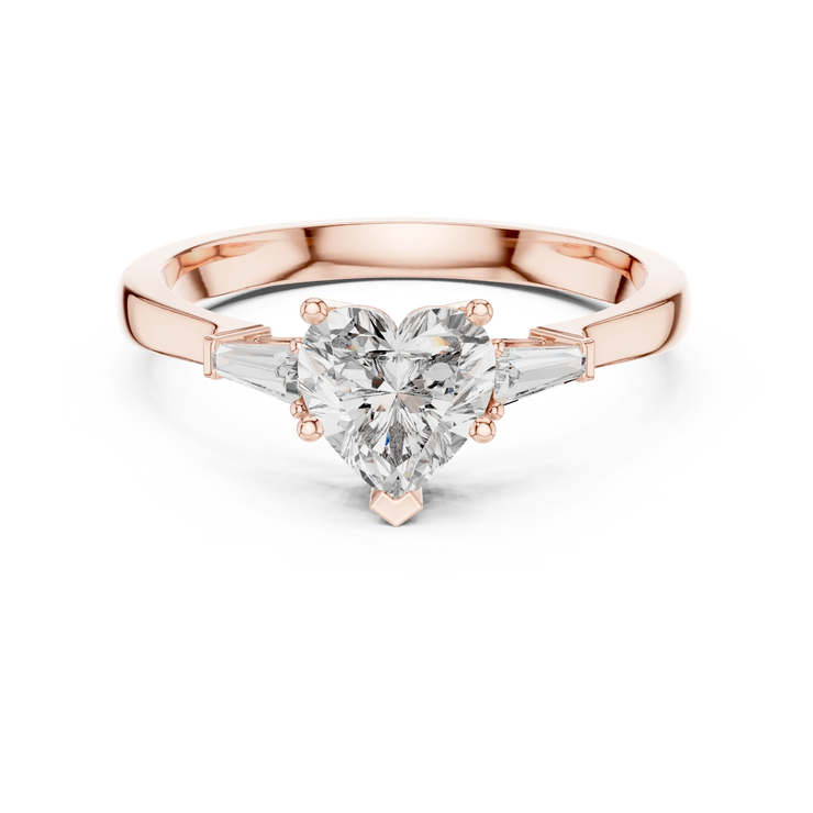 Heart Lab Grown Diamond Baguette Engagement Ring