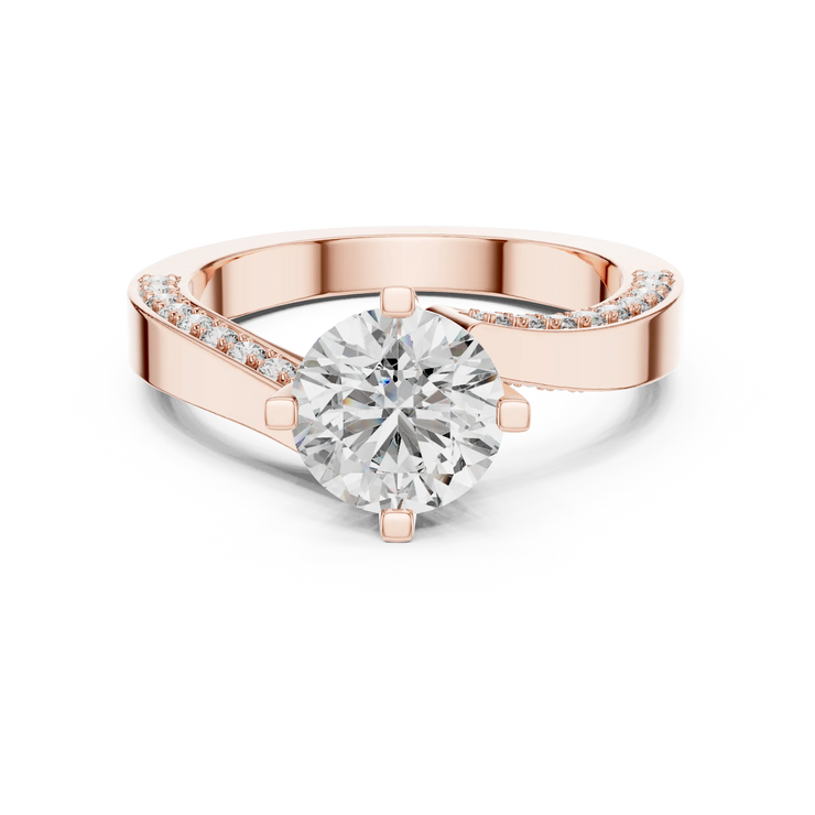 Round Lab Grown Diamond Crossover Pavé Engagement Ring