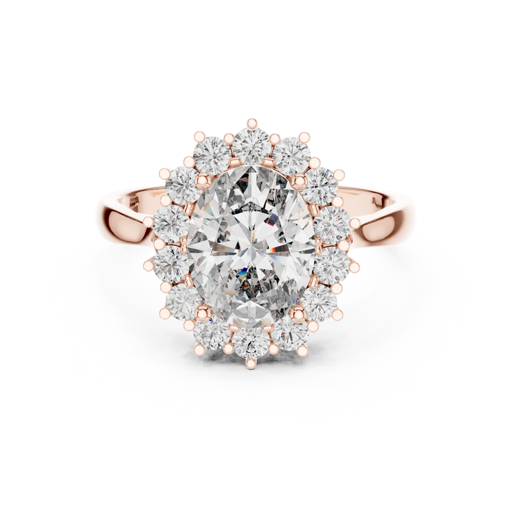 Oval Lab Grown Diamond Scalloped Halo Engagement Ring