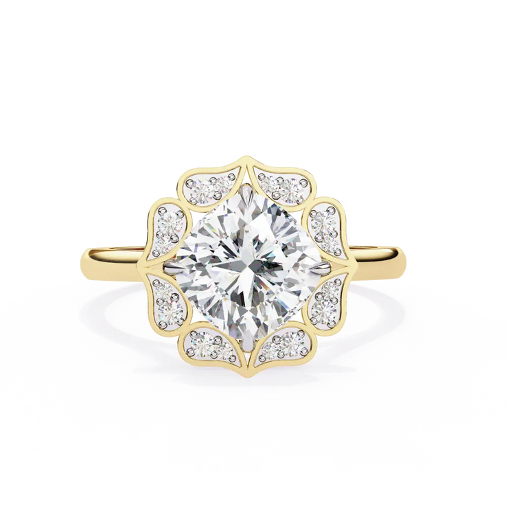 Cushion Cut Halo Lab Grown Diamond Engagement Ring