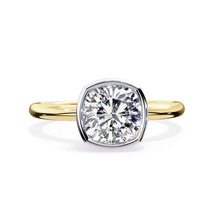 Cushion Cut Bezel Set Lab Grown Diamond Solitaire