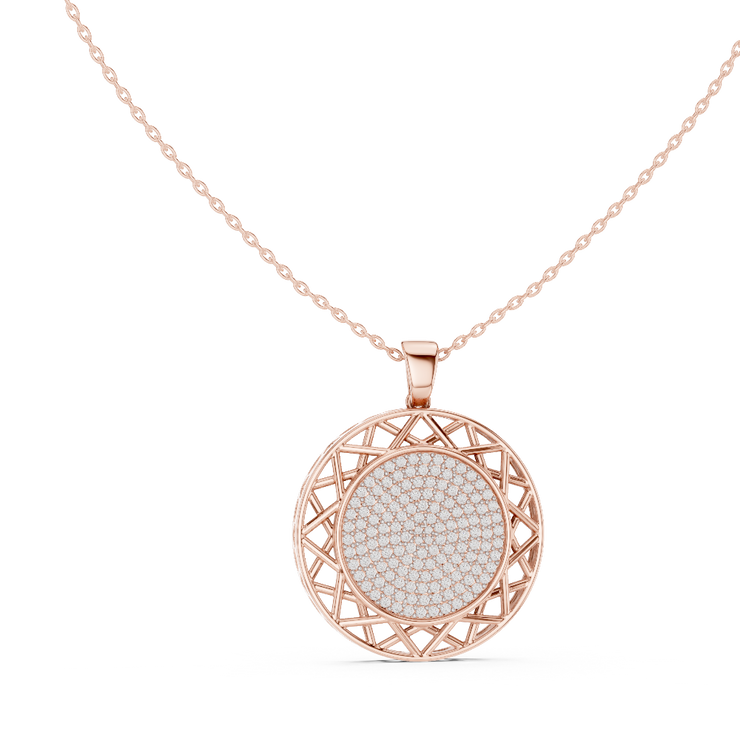 Round Lab Grown Diamond Pavé Disc Pendant