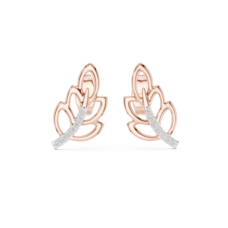 Nature's Leaf Diamond Stud Earrings