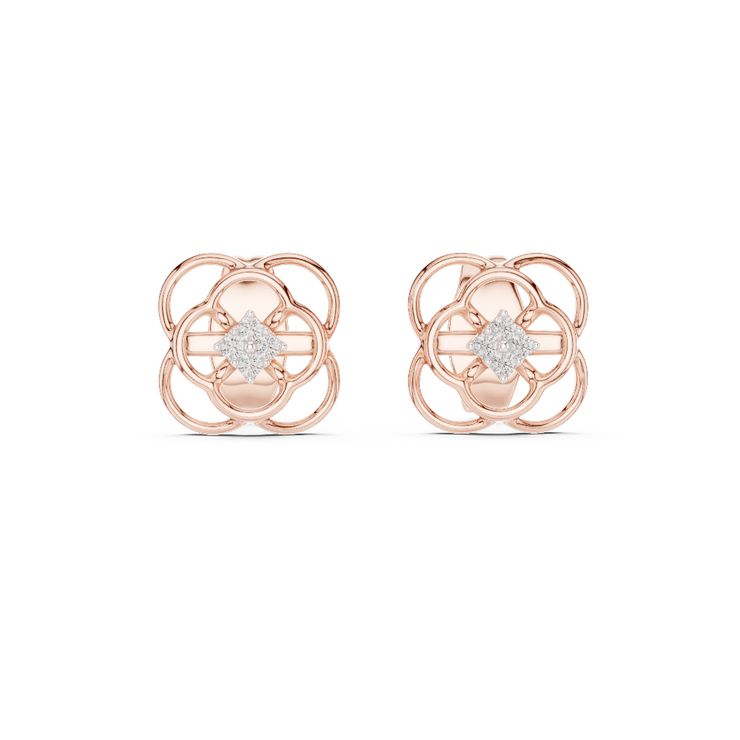 Floral Grace Diamond Stud Earrings