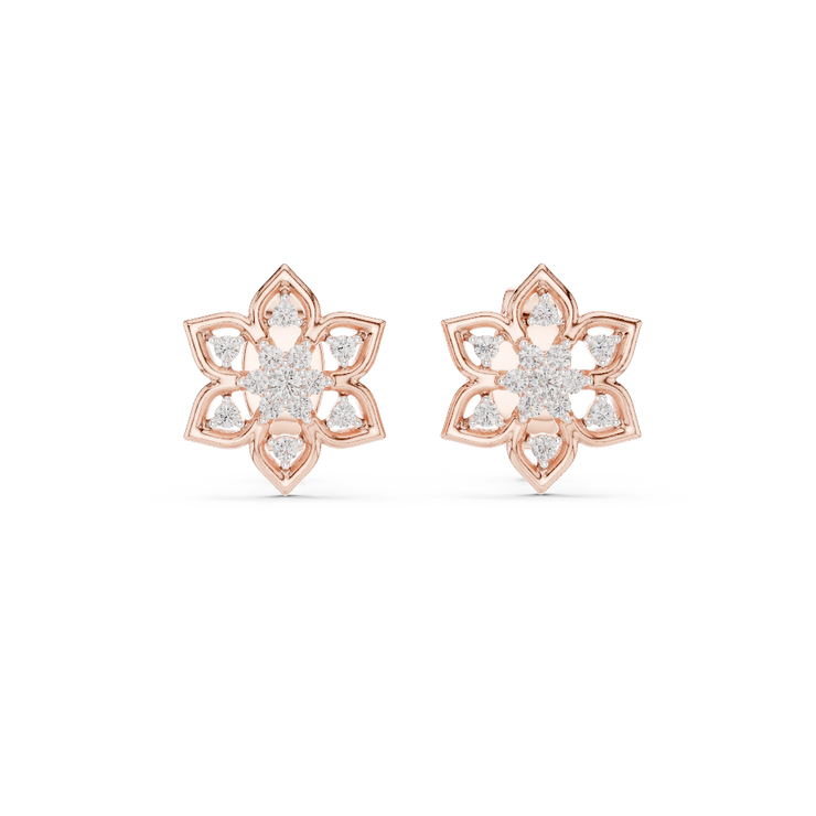 Blooming Snowflake Diamond Stud Earrings