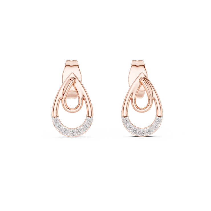 Graceful Sparkle Teardrop Diamond Stud Earrings