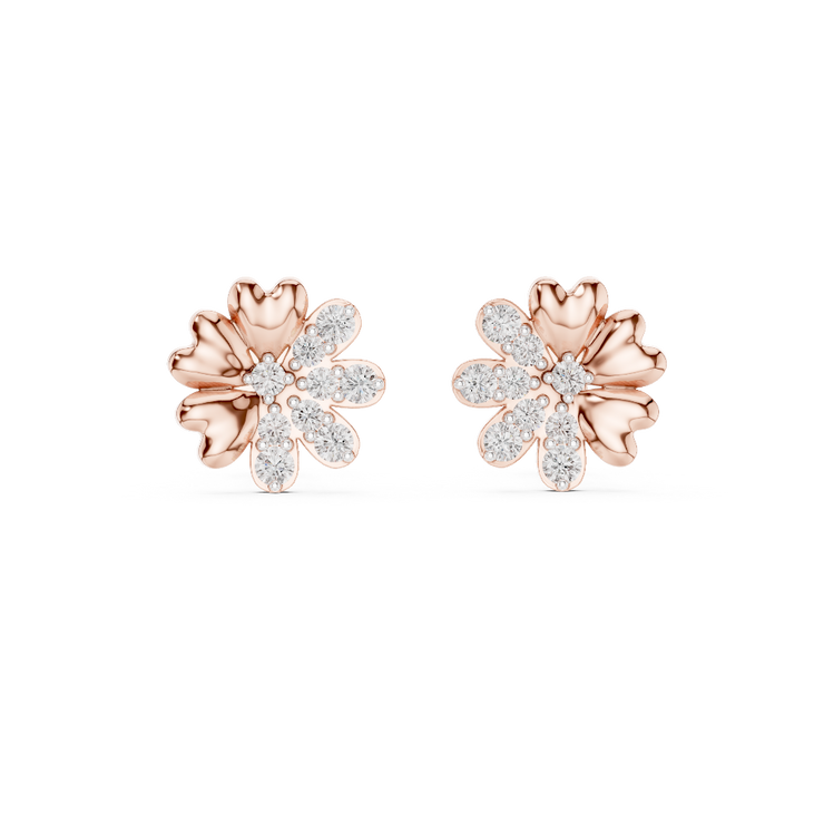 Floral Elegance Diamond Stud Earrings