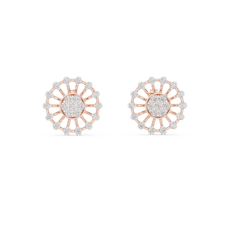 Radiant Bloom Diamond Stud Earrings