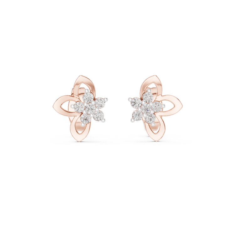 Blooming Elegance Diamond Flower Stud Earrings