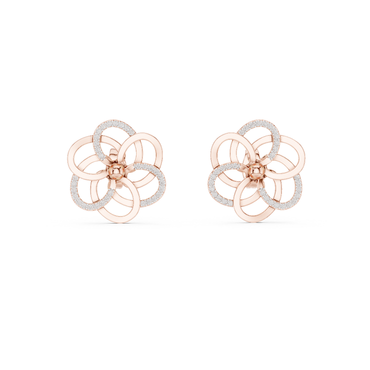 Blooming Grace Diamond Floral Stud Earrings