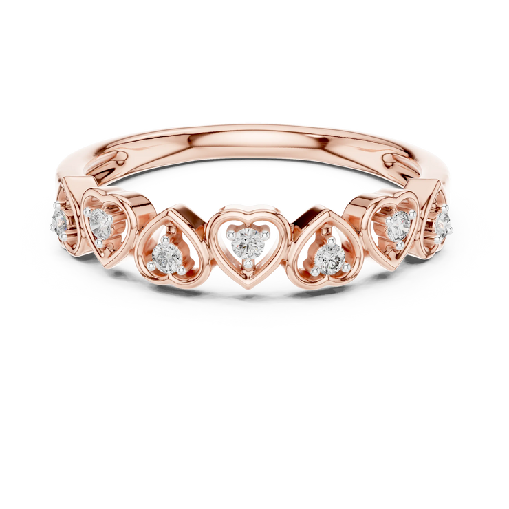Round Lab Grown Diamond Heart-Link Anniversary Ring