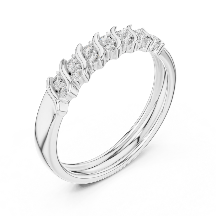 Round Lab Grown Diamond Leaf-Link Anniversary Ring