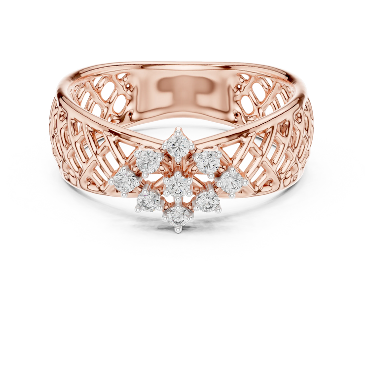 Round Lab Grown Diamond Lattice Cluster Anniversary Ring