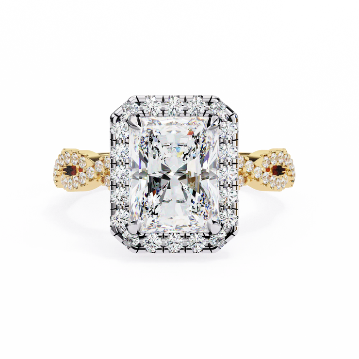 Radiant Cut Lab Grown Diamond Halo With Diamond Infinity Split Shank