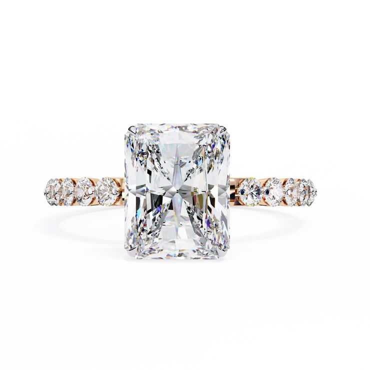 Radiant Cut Lab Grown Diamond Engagement Ring with Graduated Side Stones