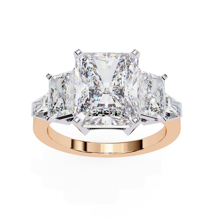 Radiant Cut Three Stone Lab Grown Diamond Engagement Ring