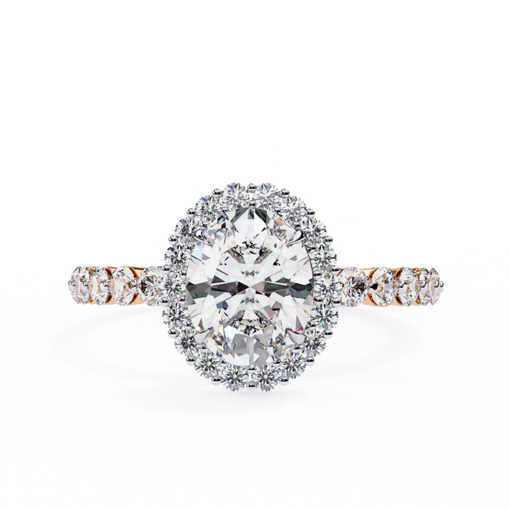 Oval Cut Lab Grown Diamond Halo Engagement Ring
