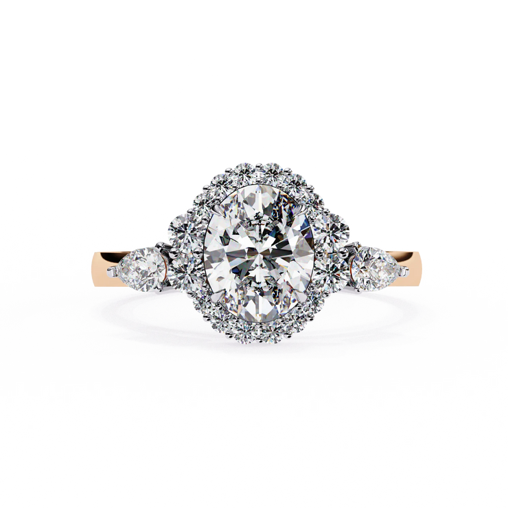 Oval Cut Lab Grown Diamond Halo Engagement Ring