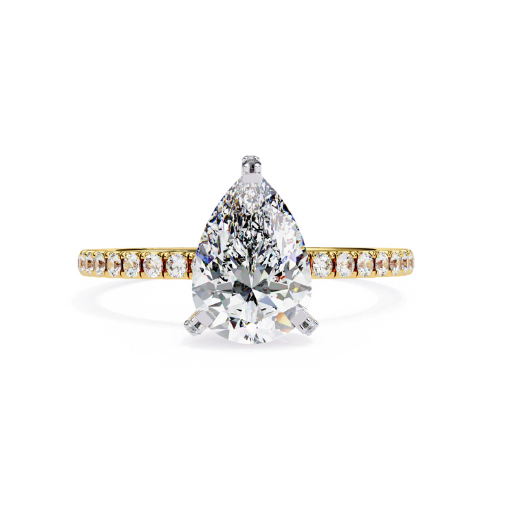 Pear Lab Grown Diamond Hidden Halo Pavé Engagement Ring
