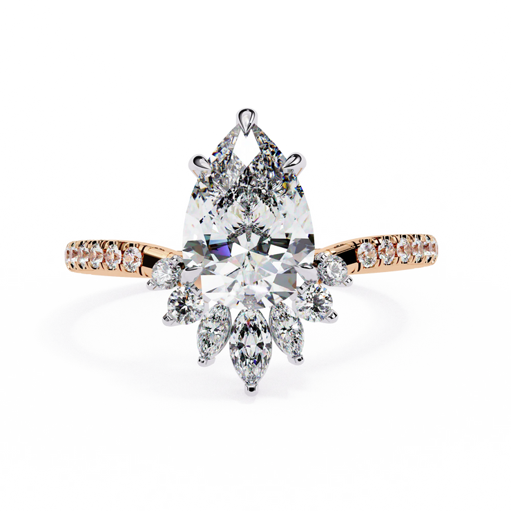 Pear Lab Grown Diamond Marquise Fan Engagement Ring
