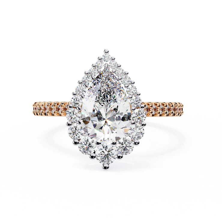 Pear Lab Grown Diamond Graduated Halo Engagement Ring