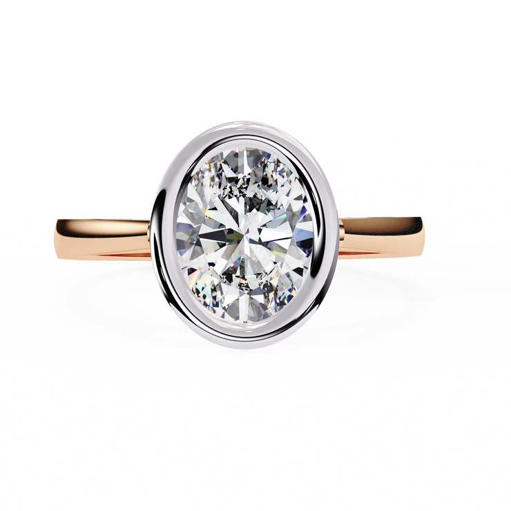 Oval Lab Grown Diamond Bezel Solitaire Engagement Ring