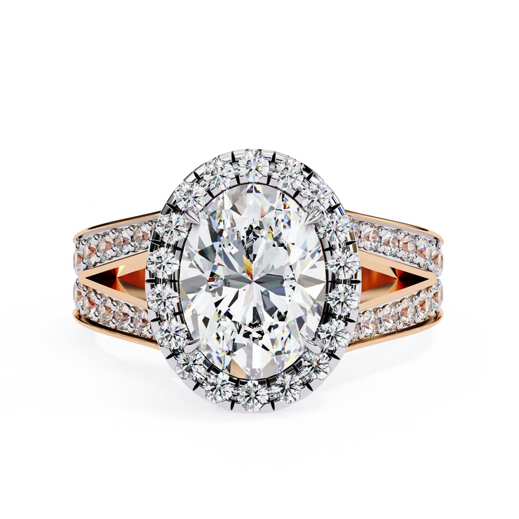 Oval Lab Grown Diamond Split-Shank Halo Engagement Ring