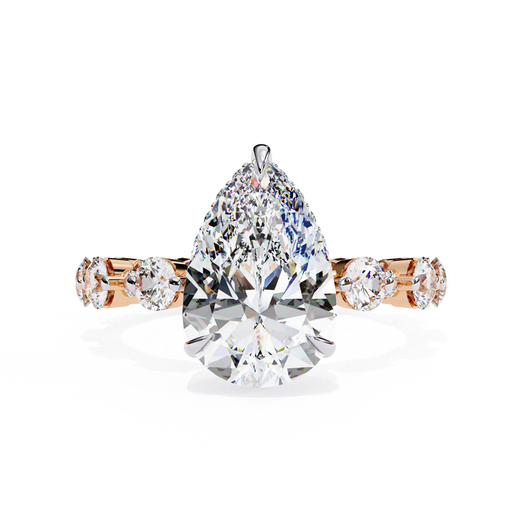 Aurora Pear Cut Lab Grown Diamond Three-Stone Ring