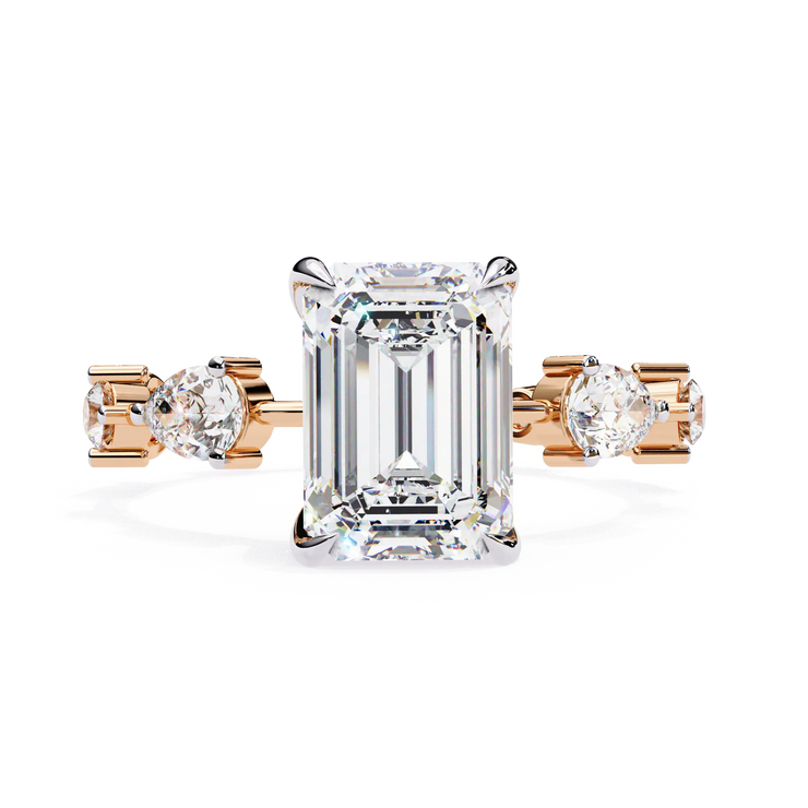 Radiant Cut Lab Grown Diamond Side-Stone Engagement Ring