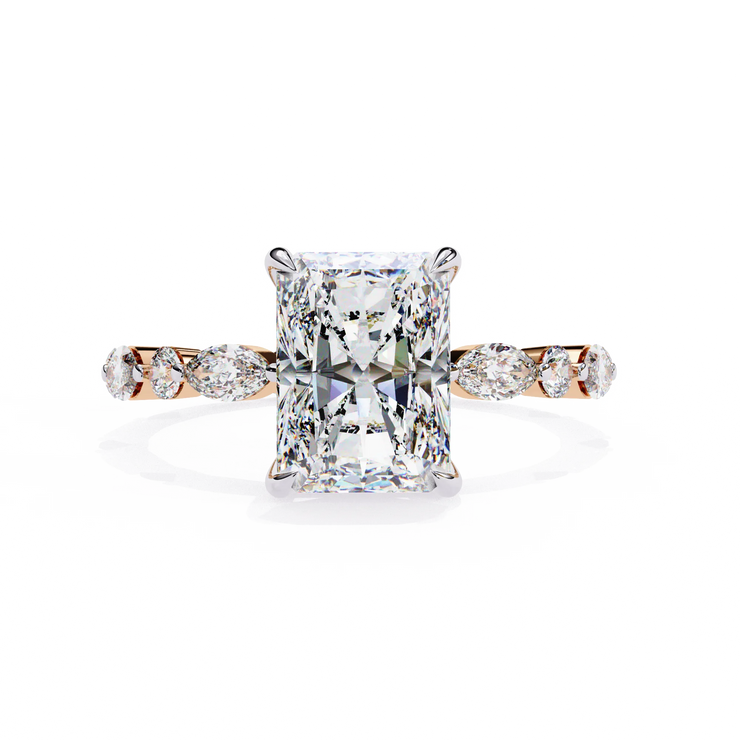 Radiant Cut Lab Grown Diamond Side-Stone Engagement Ring