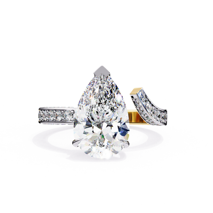 Pear Diamond Ring with Split Shank Pavé Band