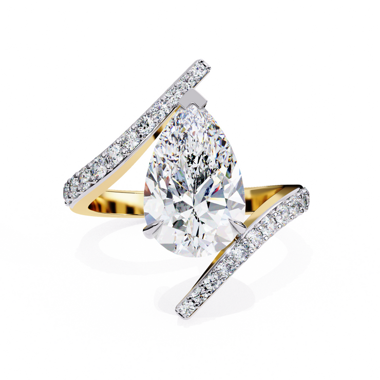 Pear Diamond Bypass Pavé Ring