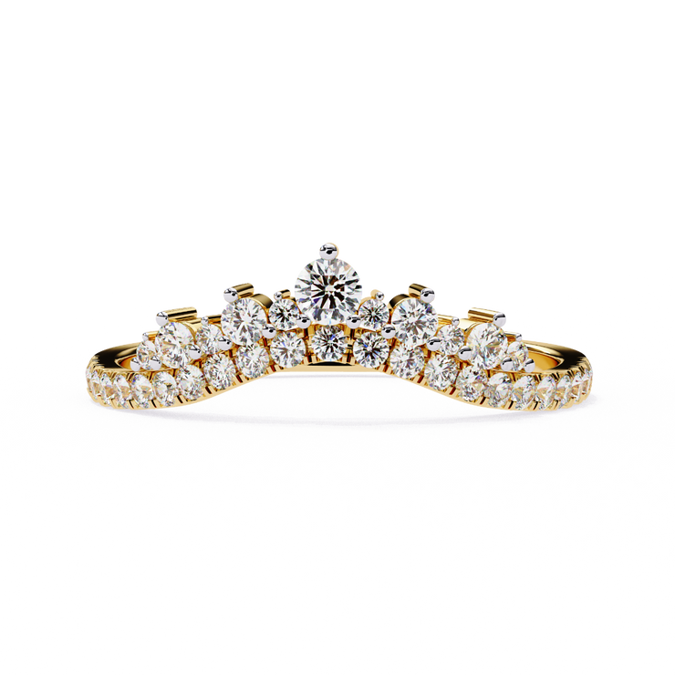 Round Diamond Crown Wedding Band