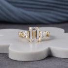Emerald Cut Lab Grown Diamond Trilogy Engagement Ring
