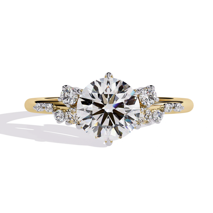 Round Lab Grown Diamond Side Stone Engagement Ring
