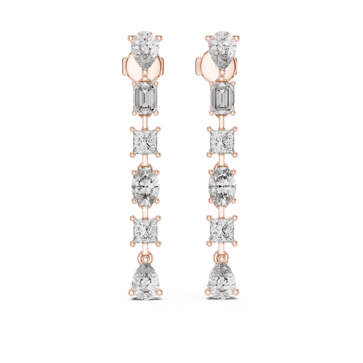 Celestial Multi Shape Diamond Drop Stud Earrings