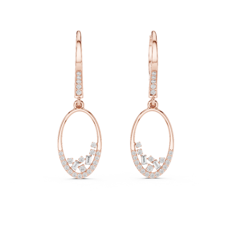 Luna Cascade Diamond Drop Hoop Earrings